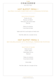 Concorde club hot buffet sample menu